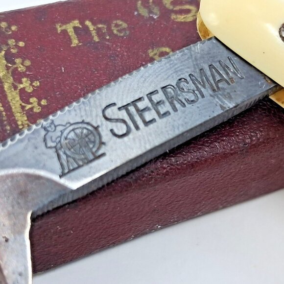 RARE Vtg STEERSMAN Straight Razor Solingen Germany Original Box Carbon Steel - Picture 3 of 9